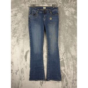 Guess Jeans Women Size 27 Blue Denim Embellished Flare Bootcut Pants